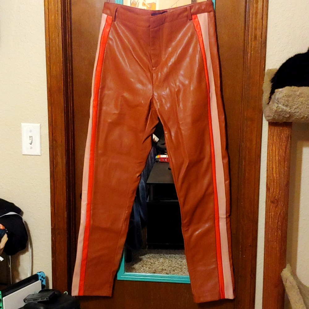 Clay Colored Pleather Pants